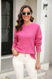 Round Neck Ribbed Long Sleeve Sweater - Trendsi - Flyclothing LLC