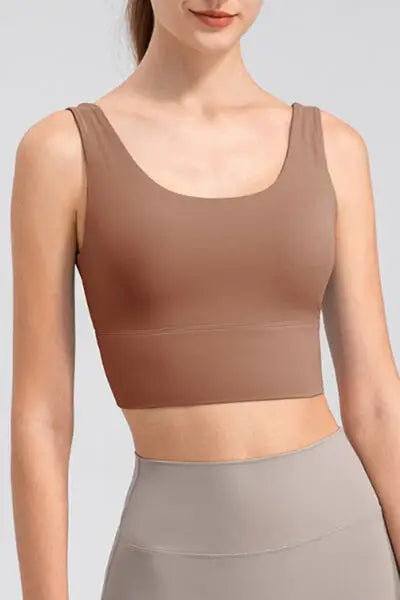Scoop Neck Wide Strap Active Tank - Trendsi - Flyclothing LLC