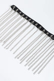 Fringed Chain PU Leather Belt - Trendsi