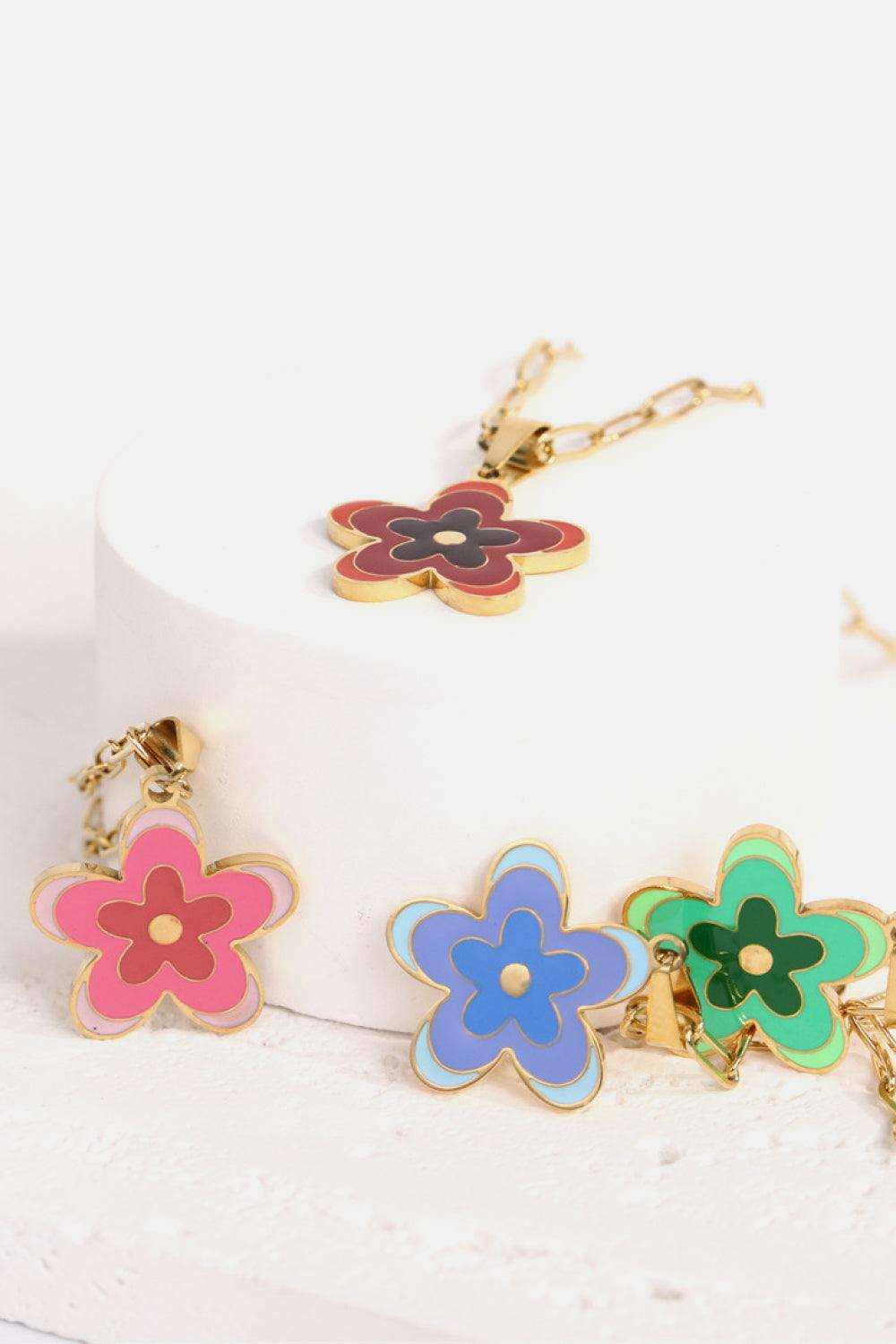 Flower Pendant Stainless Steel Necklace - Trendsi - Flyclothing LLC