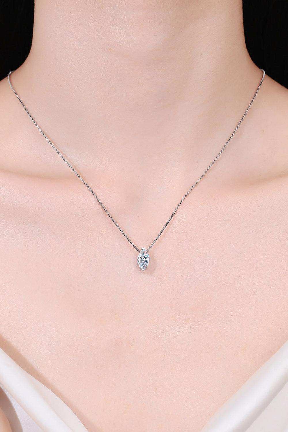 1 Carat Moissanite 925 Sterling Silver Necklace - Trendsi - Flyclothing LLC