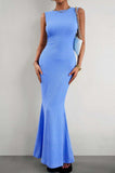Round Neck Sleeveless Maxi Fishtail Dress - Trendsi - Flyclothing LLC