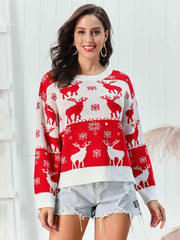 Reindeer Round Neck Sweater - Trendsi