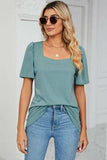 Square Neck Short Sleeve T-Shirt - Trendsi - Flyclothing LLC