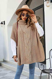 Cable-Knit Turtleneck Slit Sweater - Trendsi - Flyclothing LLC