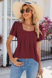 Eyelet Square Neck Flutter Sleeve Blouse - Trendsi - Flyclothing LLC