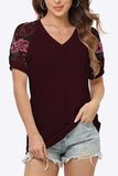 Short Sleeve V-Neck Tee - Trendsi - Flyclothing LLC