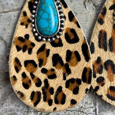 Artificial Turquoise Teardrop Earrings - Trendsi - Flyclothing LLC