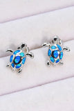 Opal Turtle Platinum-Plated Stud Earrings - Trendsi