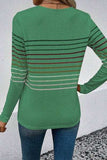 Striped Round Neck Long Sleeve T-Shirt - Trendsi - Flyclothing LLC