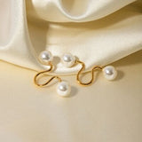 Stainless Steel Imitation Pearl Cuff Earrings - Trendsi