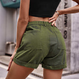 Cuffed Denim Shorts with Pockets - Trendsi - Flyclothing LLC