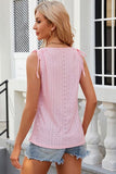 Eyelet Round Neck Wide Strap Tank - Trendsi