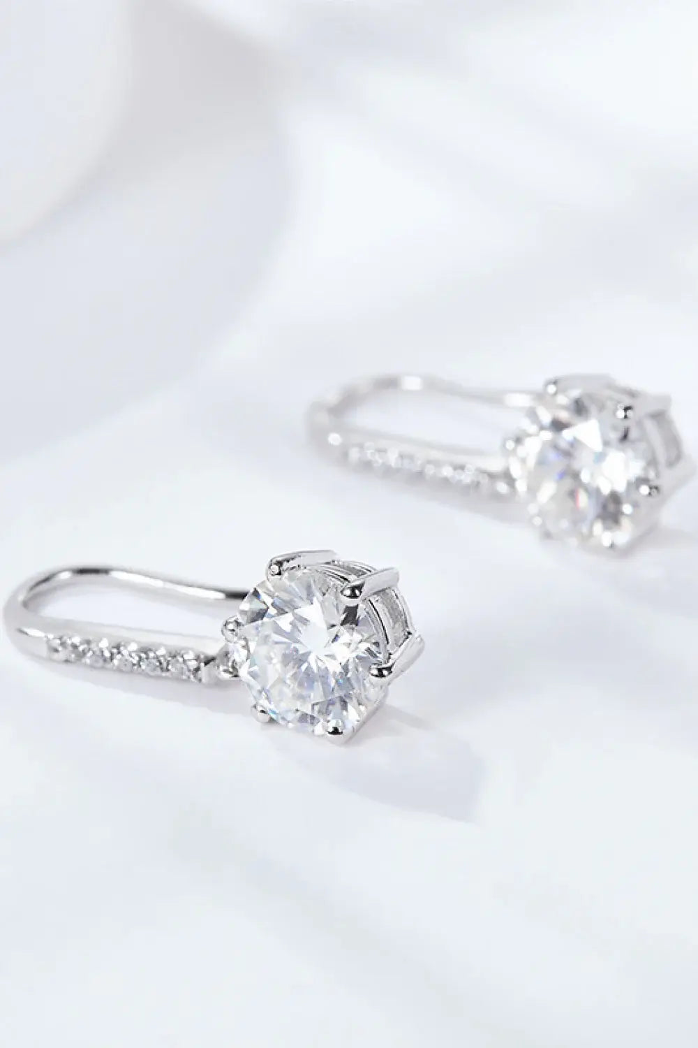 6-Prong Moissanite Drop Earrings - Trendsi - Flyclothing LLC