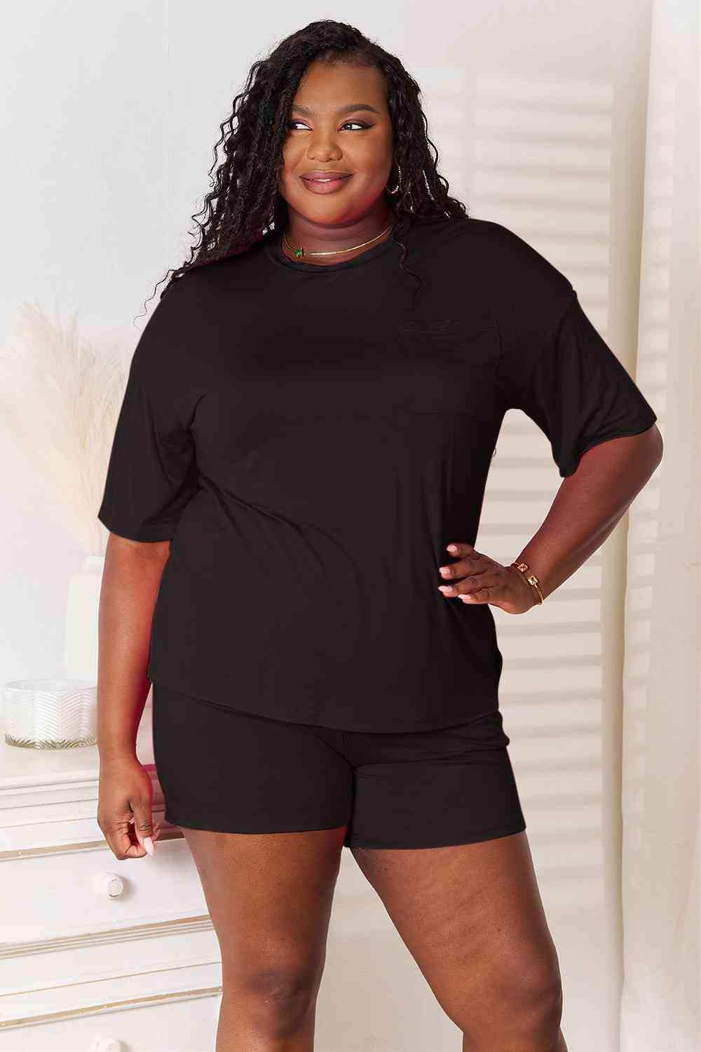 Basic Bae Full Size Soft Rayon Half Sleeve Top and Shorts Set - Trendsi - Flyclothing LLC