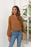 Swiss Dot Balloon Sleeve Blouse - Trendsi - Flyclothing LLC
