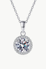 Chance to Charm 1 Carat Moissanite Round Pendant Chain Necklace - Trendsi