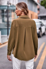 Dropped Shoulder Longline Shirt with Pockets - Trendsi - Flyclothing LLC