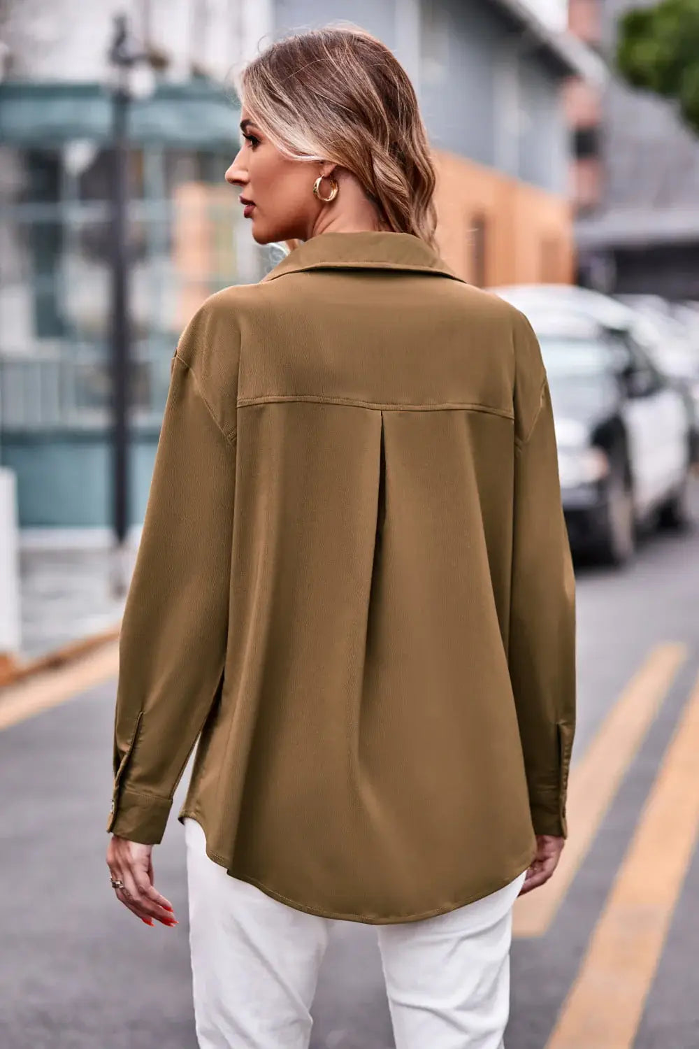 Dropped Shoulder Longline Shirt with Pockets - Trendsi - Flyclothing LLC