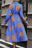 Floral Pleated Surplice Long Sleeve Midi Dress - Trendsi