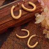 Titanium Steel Gold-Plated Earrings - Trendsi - Flyclothing LLC