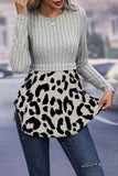 Leopard Peplum Round Neck Blouse - Trendsi - Flyclothing LLC