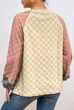Checkered Contrast Round Neck Long Sleeve T-Shirt - Trendsi - Flyclothing LLC