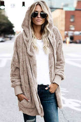 Teddy Hooded Jacket with Pockets - Trendsi - Flyclothing LLC