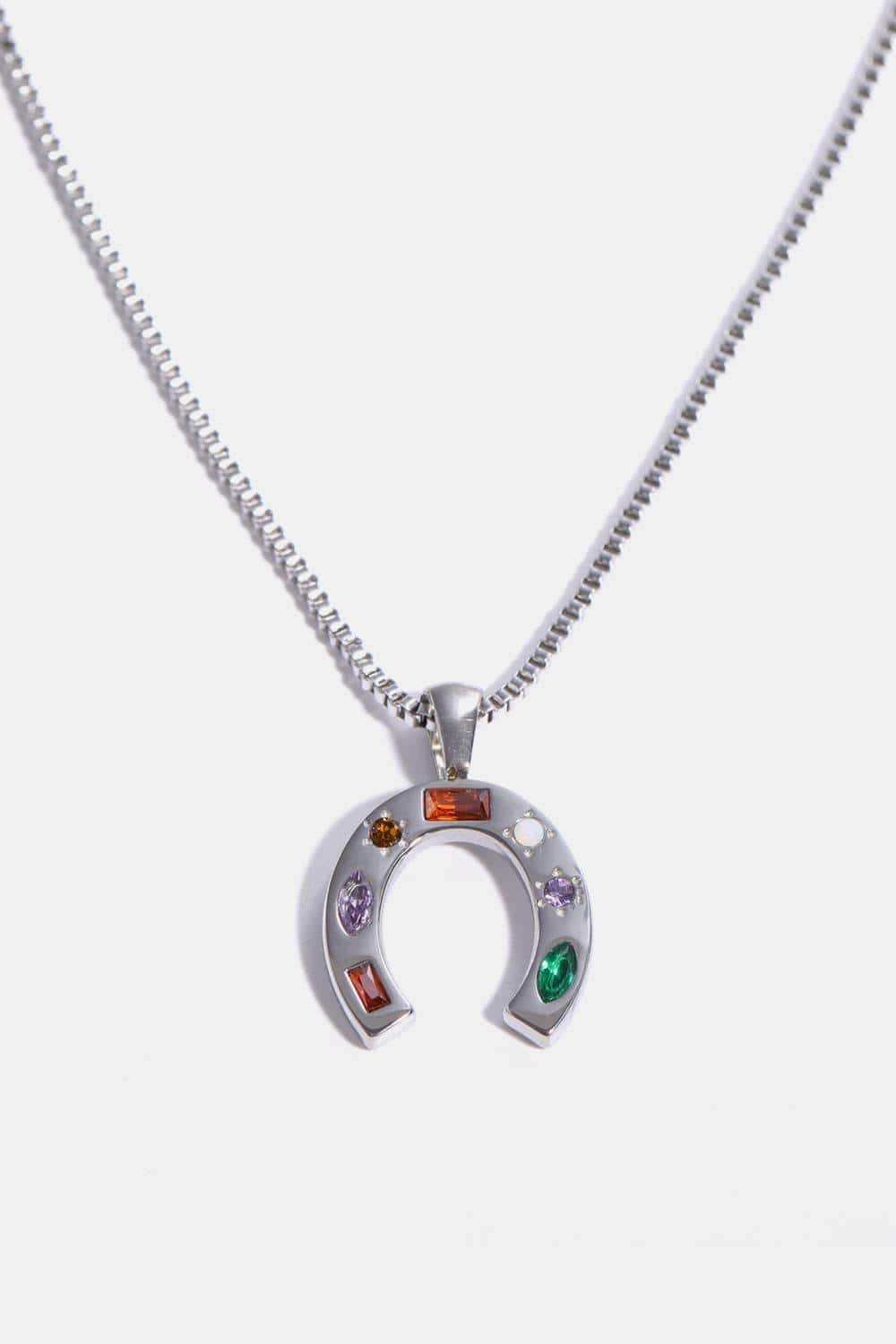 Inlaid Zircon Pendant Stainless Steel Necklace - Trendsi - Flyclothing LLC