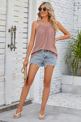 Openwork Round Neck Wide Strap Tank - Trendsi - Flyclothing LLC