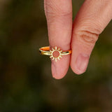 Sun Shape 18K Gold-Plated Ring - Trendsi