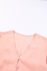 V-Neck Tie Hem Flutter Sleeve Blouse - Trendsi - Flyclothing LLC