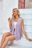 Eyelet Open Front Sleeveless Cardigan - Trendsi - Flyclothing LLC