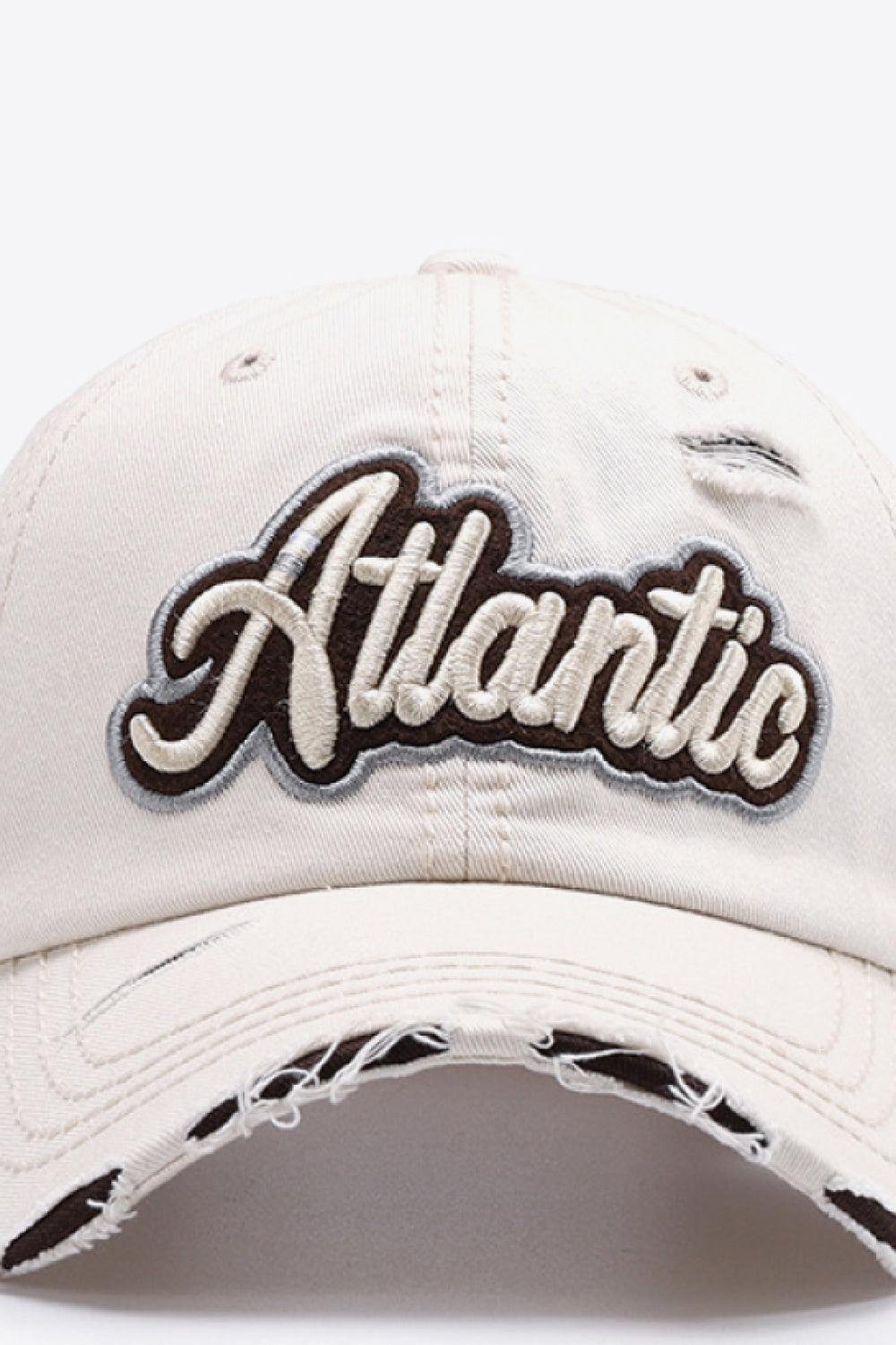 ATLANTIC Graphic Distressed Baseball Cap - Trendsi