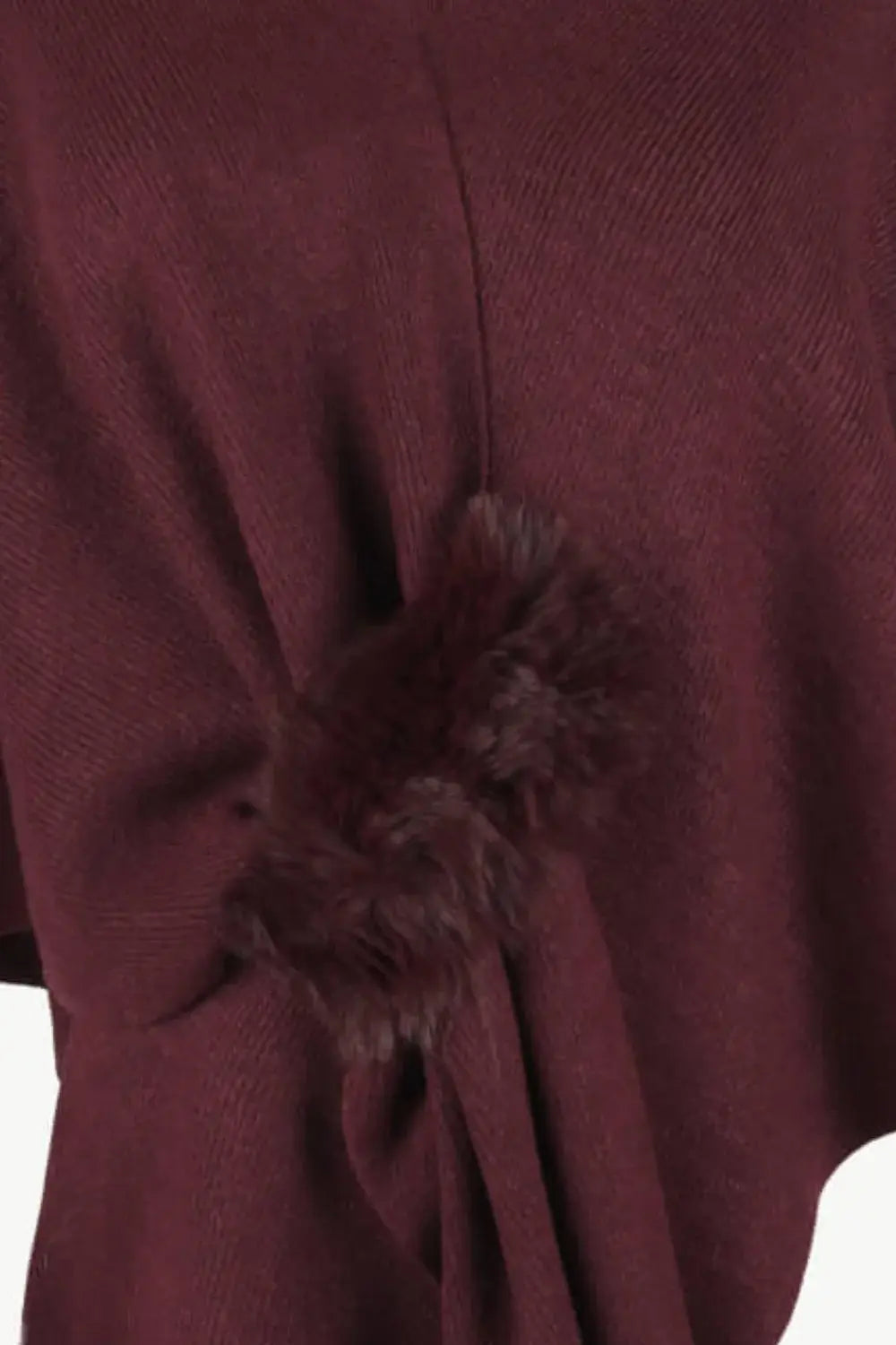 Surplice Neck Pom-Pom Trim Poncho - Trendsi - Flyclothing LLC