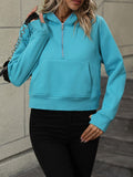 Zip-Up Raglan Sleeve Hoodie with Pocket - Flyclothing LLC