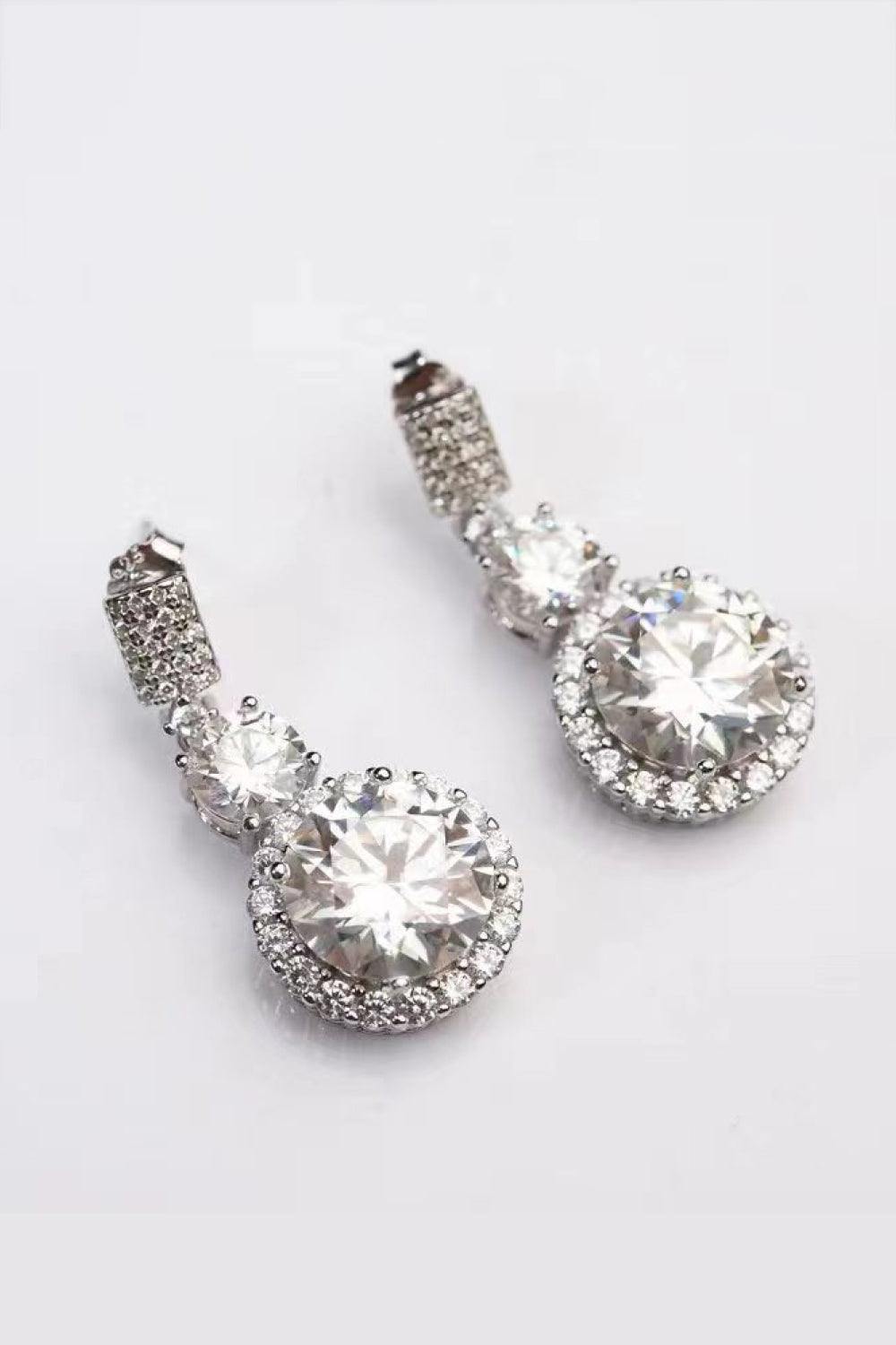 12 Carat Moissanite Platinum-Plated Drop Earrings - Trendsi