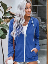 Drawstring Zip Up Hooded Jacket - Trendsi - Flyclothing LLC