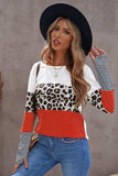 Waffle-Knit Leopard Round Neck Long Sleeve T-Shirt - Trendsi - Flyclothing LLC