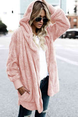 Teddy Hooded Jacket with Pockets - Trendsi - Flyclothing LLC