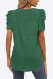 V-Neck Puff Sleeve Tee - Trendsi - Flyclothing LLC