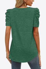 V-Neck Puff Sleeve Tee - Flyclothing LLC