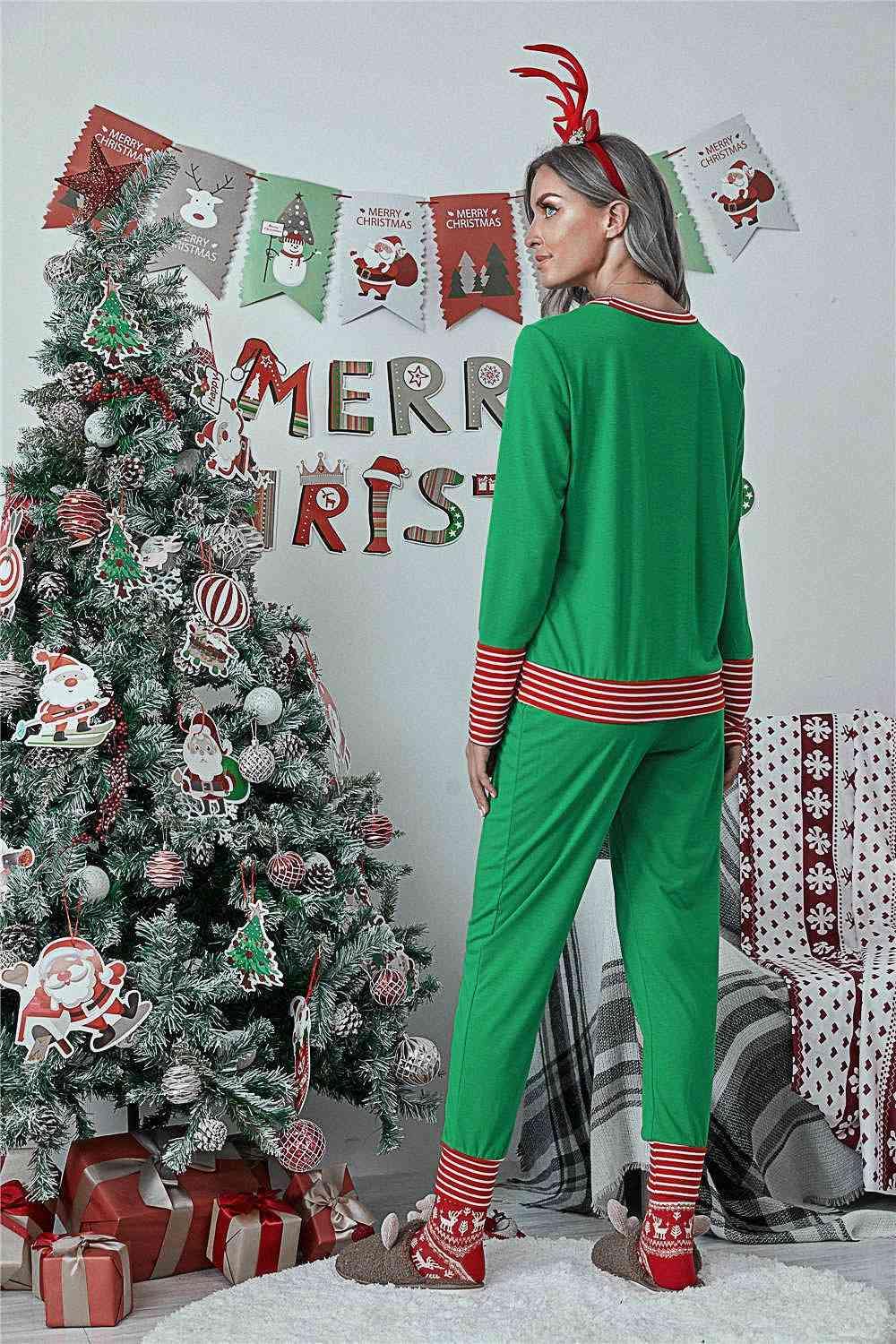 Full Size MERRY CHRISTMAS Top and Pants Set
