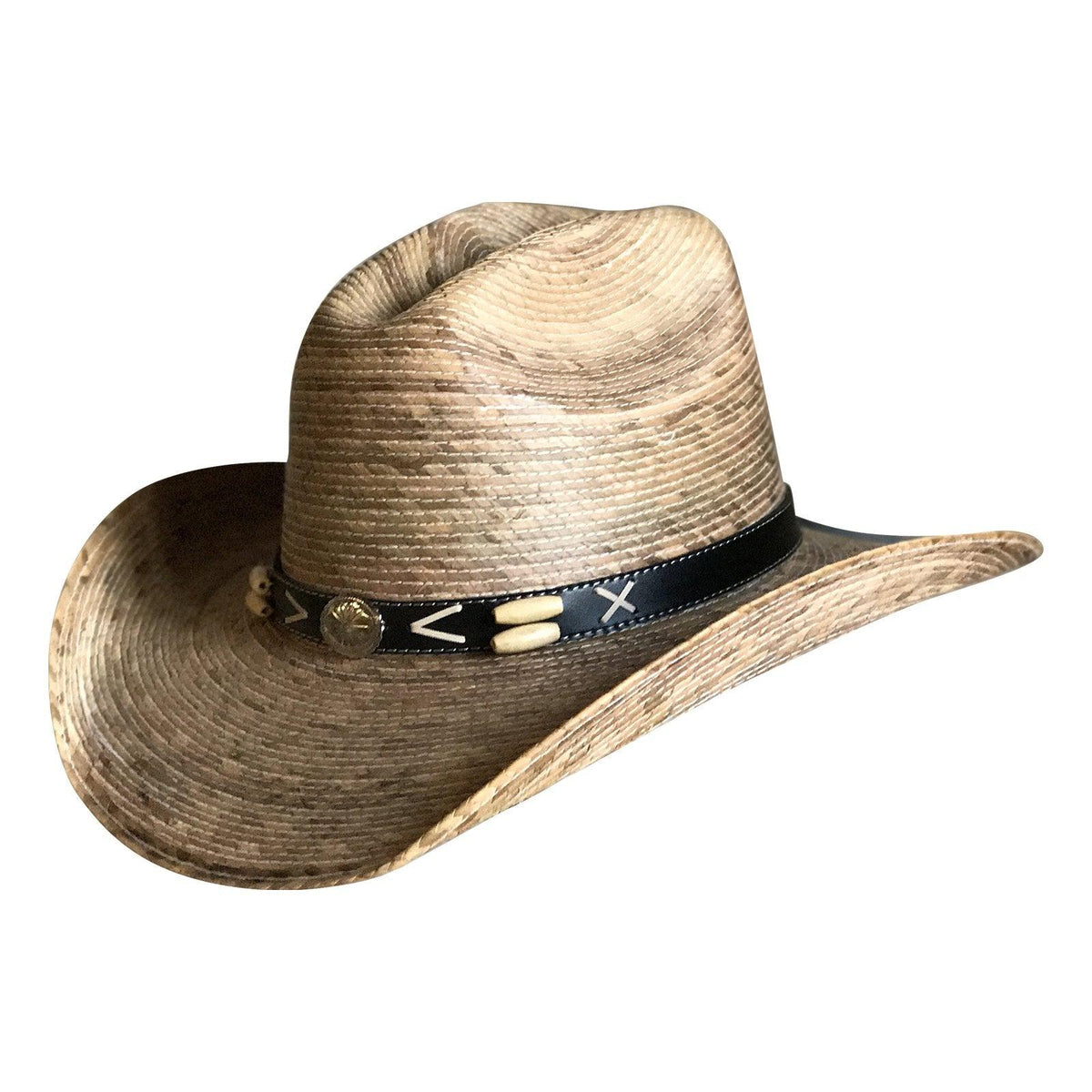 Palm Leaf Straw 2-Tone Pinch Western Cowboy Hat - Flyclothing LLC