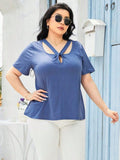 Plus Size Cutout Short Sleeve Top - Trendsi