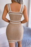 Contrast Trim Decorative Button Sleeveless Knit Dress - Trendsi - Flyclothing LLC