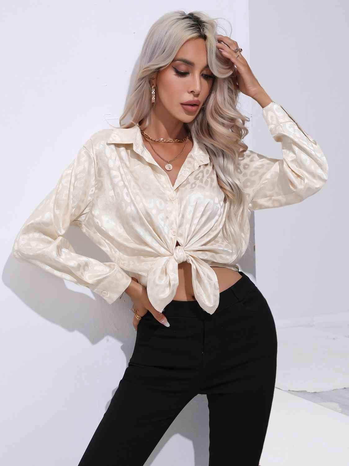 Printed Collared Neck Buttoned Shirt - Trendsi - Flyclothing LLC