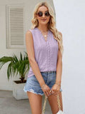 Eyelet Lace Detail V-Neck Tank - Trendsi - Flyclothing LLC