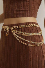 Rhinestone Decor Metal Chain Belt - Trendsi