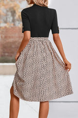 Printed Short Sleeve Belted Dress - Trendsi - Flyclothing LLC